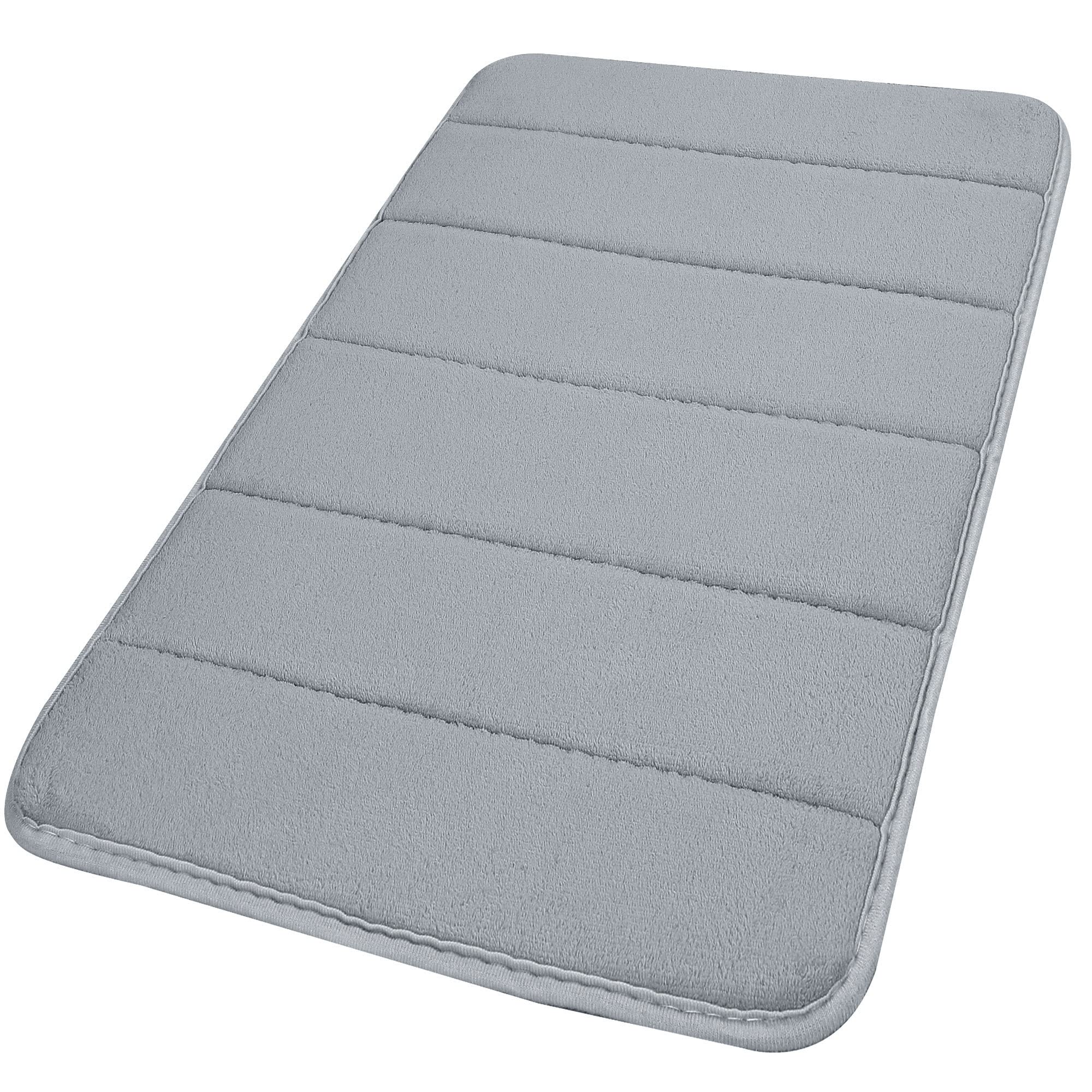 sourcing map Memory Foam Bath Mat Water Absorbent 20"x32"/ 50x80 Cm, Non Slip Bathroom Rug for Bathroom Living Room Floor Tub - Machine Washable Bath Mats Carpet Soft and Thick, Silver Gray