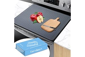Uovviney Silicone Stove Top Cover for Electric Stove - 27.75X20 inch Electric Stove Cover, Glass Top Stove Cover, Extra Large Silicone Dish Drying Mat, Ceramic Glass Cooktop Protector(Grey)
