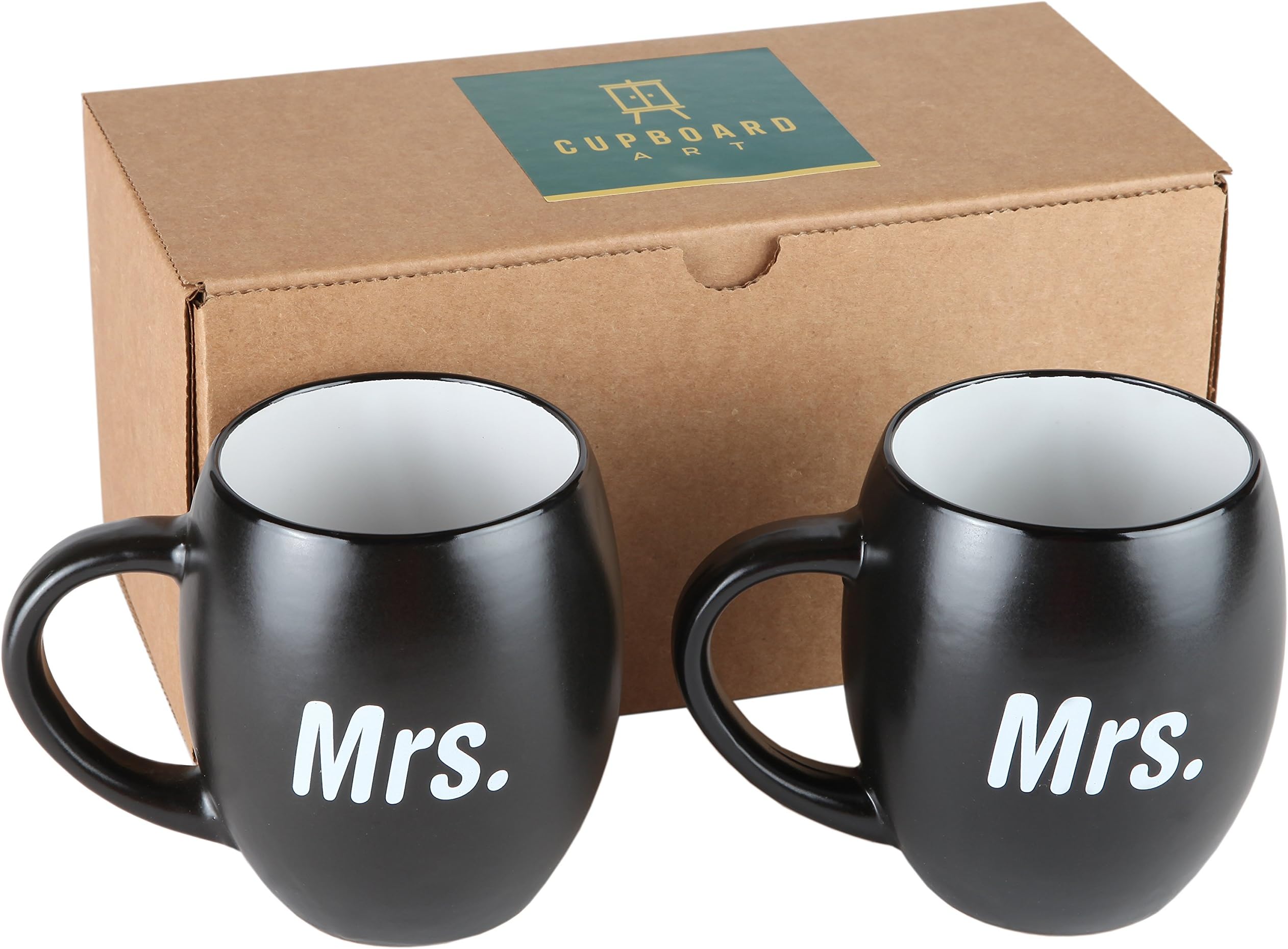 Mrs. and Mrs: Set of 2 Large 16 oz Matching Coffee Mugs with Box