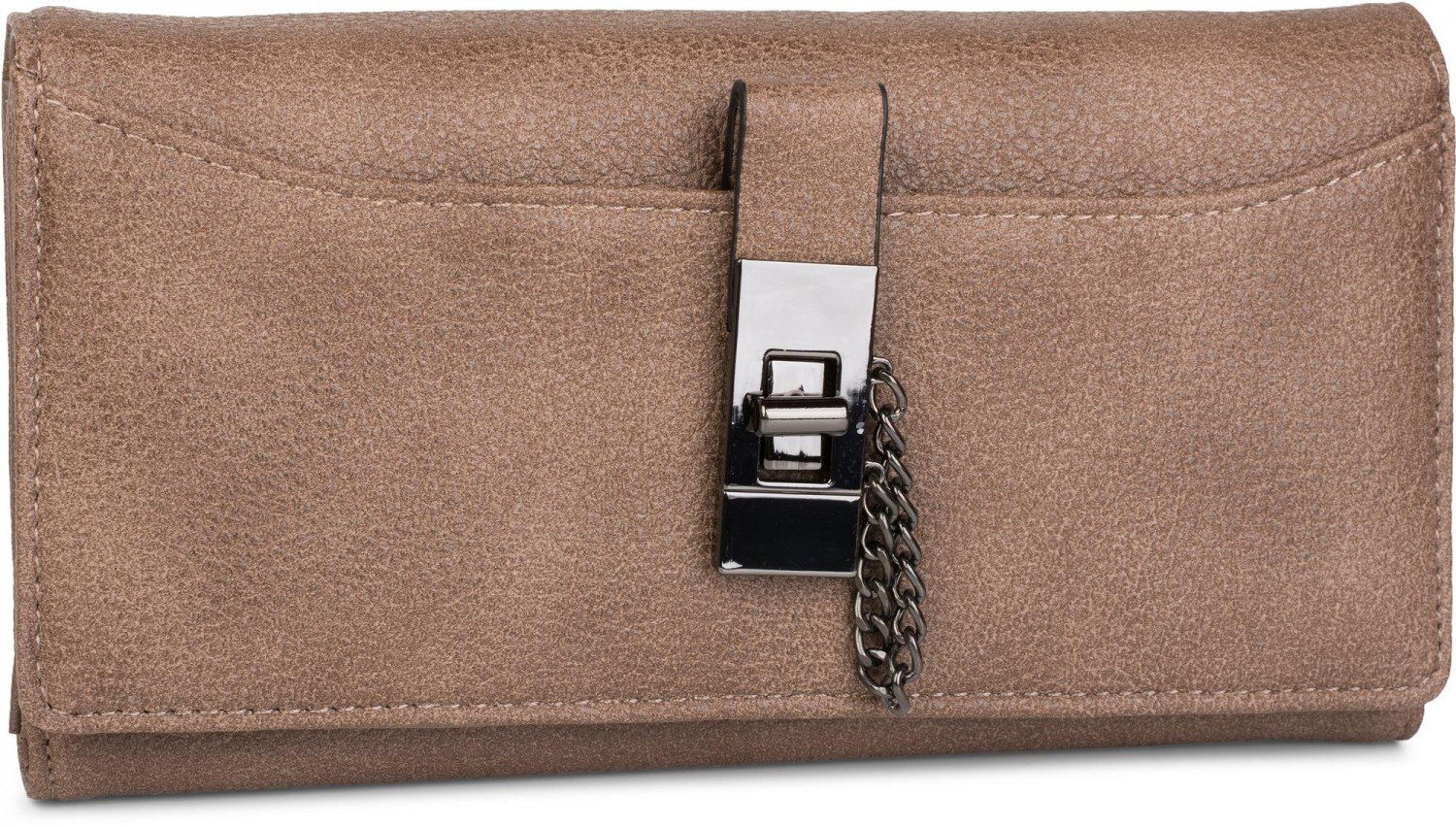 styleBREAKER Wallet with Chain and Metal Latch, snap Fastener, Wallet, Women 02040065, Color:Brown
