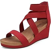 DREAM PAIRS Womens Elastic Ankle Strap Open Toe Platform Wedge Sandals Comfortable Summer Shoes