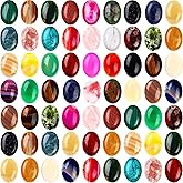 Patelai 50 Pieces Cabochons Oval Bead Natural Gate Stone Charms Healing Crystal Stone for Jewelry Making Charms Pendants Earrings DIY, 13 x 18 mm/ 0.5 x 0.7 Inch