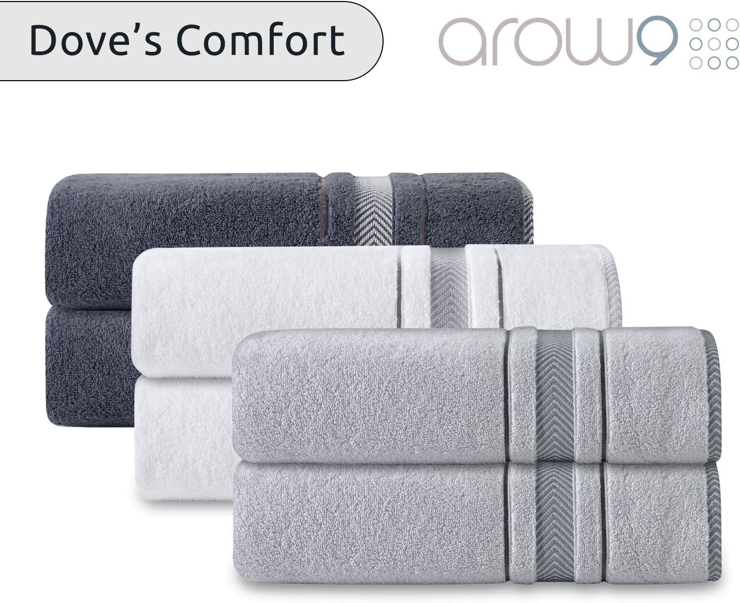 AROW9 - 2-Pack Luxury Plush Soft Bath Sheet Towel Set for Home Bathroom & Spa - 100% Turkish Quality Cotton, Absorbent - "Dove's Comfort" Design - Silver Grey: Home & Kitchen