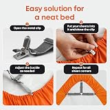 5 STARS UNITED Bed Sheet Straps Set 4 Grey Corner Holders Fitted Clips view 4