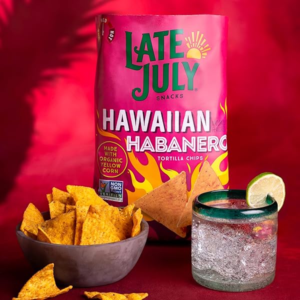 LATE JULY SNACKS, HAWAIIAN HABANERO CORN TORTILLA CHIPS, 7.8 OZ BAG