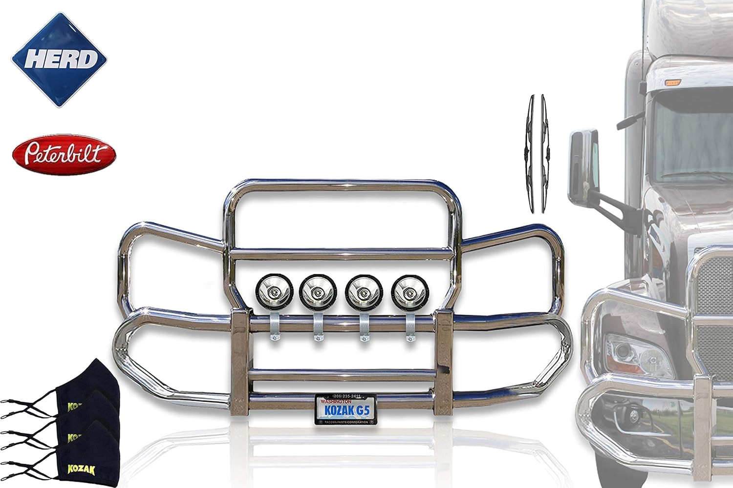 KOZAK Peterbilt 579 587 Truck Grille Deer Moose Brush