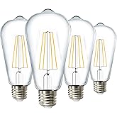 Sunco Dusk to Dawn Lights Bulb Outdoor, ST64 Edison Style Automatic Light Sensing Bulbs, 800 LM, 7W (60W Equivalent), ST19, 3