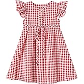 Beganly Toddler Baby Girls Cotton Ruffle Backless Sleeveless Swing Kids Plaid Casual Dresses