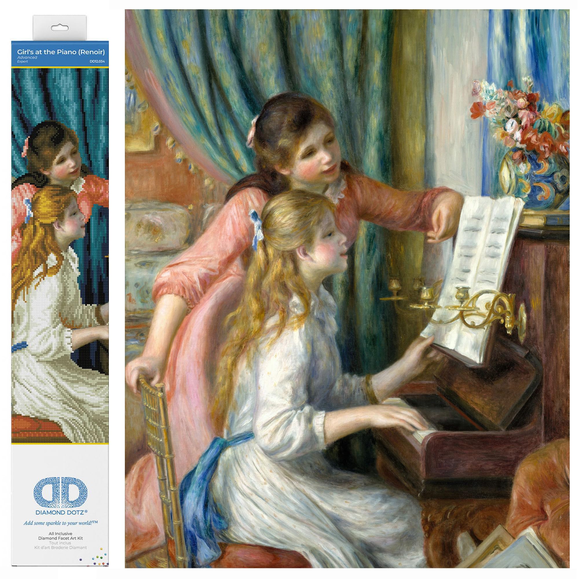 DIAMOND DOTZ Painting, Beginner Kit, Girls at The Piano (Renoir), 48x66cm