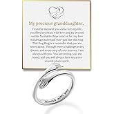 Granddaughter Hug Ring by Hope Rings – Inspirational 999 Pure Silver & 304 Stainless Steel Jewelry with “Always With You” Message – Adjustable Ring for Women – Tarnish Free Jewelry Gift for Her – Birthday Gift for Her
