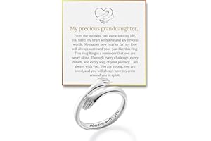 PROJECT HOPE RINGS Granddaughter Hug Ring by Hope Rings – Inspirational 999 Pure Silver & 304 Stainless Steel Jewelry with “Always With You” Message – Adjustable Ring for Women – Tarnish Free Jewelry Gift for Her – Birthday Gift for Her