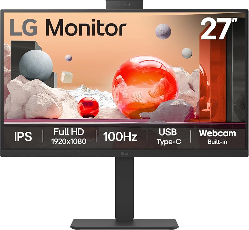 LG 27BA850 Monitor 27 Inch IPS FHD 1080p 100Hz USB-C Built-in Camera Mic