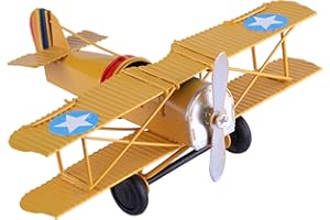 Berry President Vintage Retro Wrought Metal Iron Biplane Plane Aircraft Handicraft Models - Photo Props Home Decor/Ornament/Souvenir (Yellow)
