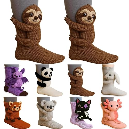 3D Knit Animal Socks, Animal Socks Women, Hand Crocheted Warm Sock With Cute Sloth, 2026 New Novelty Sock For Christmas Decorations Birthday, Halloween For Women Men Gift For Teen Boys Girls