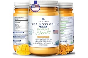 TrueSeaMoss Wildcrafted Irish Sea Moss Gel – Nutritious Raw Seamoss Rich in Minerals, Proteins & Vitamins – Health Supplement, Vegan-Friendly Made in USA (5 in 1)