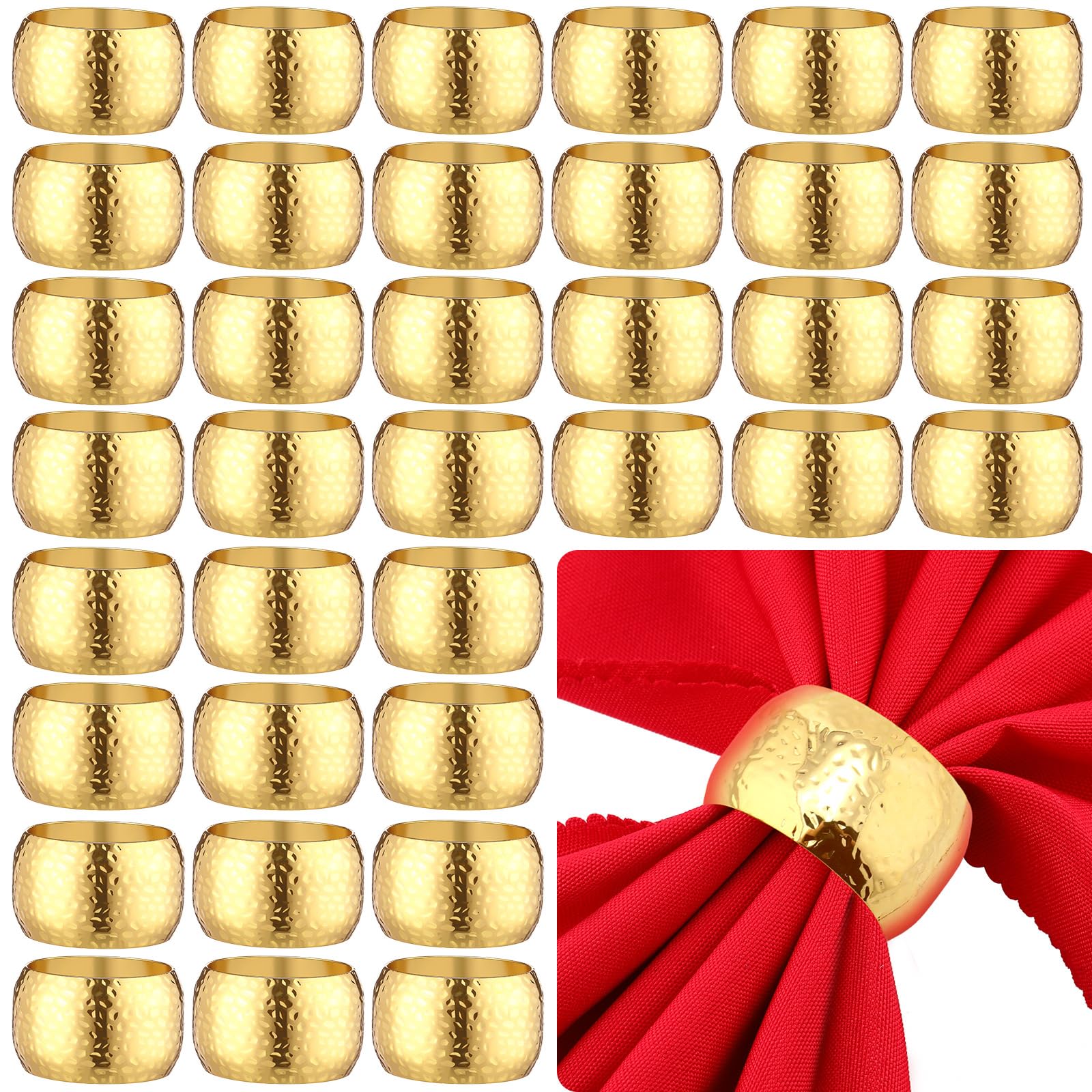Photo 1 of Zhehao 50 Pcs Gold Napkin Rings Metal Napkin Holder Rings Delicate Buckle for Wedding Receptions Birthday Dinner Table Wedding Banquet Anniversary Decoration Family Gathering Banquet(Vintage)
