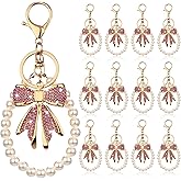 Nosiny 12 Sets Bow Keychain and Pearl Keychain Accessories for Women Bow Bag Purse Charm Pendant for Handbag Backpack