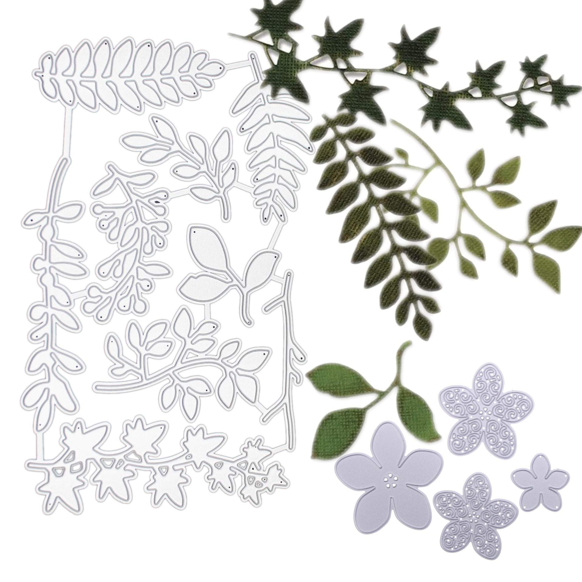 12 Pieces Leaf Cutting Dies, Flower Leaves Metal Die Embossing Stencil for DIY Paper Card Making Decorations (B) (Leaf Cutting Dies)