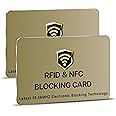 SaiTech IT 2 Pack RFID Blocking Cards One Card Protects Entire Wallet Purse For Men & Women,NFC Contactless Bank Debit Credit Card Protector ID ATM Guard Card – Golden
