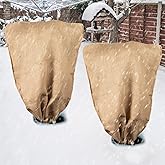ANPHSIN Burlap Plant Covers Freeze Protection for Patio Winterizing - 2pcs 24"×40" Winter Frost Protector with Drawstring, Re