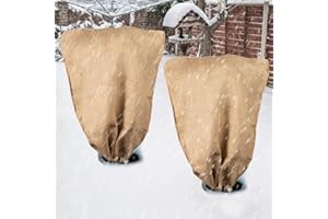 ANPHSIN Burlap Plant Covers Freeze Protection for Patio Winterizing - 2pcs 24"×40" Winter Frost Protector with Drawstring, Reusable Tree Freeze Blanket for Garden Bushes