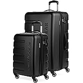 SwissGear 7366 Signature Hardside Expandable Luggage with Spinner Wheels, TSA Lock, Cup-Holder, Black, 2-Piece Set (19/27)