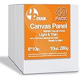 DPDIAN Canvas Boards for Painting 40 Pack, 8 inch x 10 inch Super Value Pack, Artist Canvas Panels for Oil & Acrylic Painting