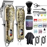 Karrte® Professional Hair Clippers for Men Hair Trimmer Barber Clippers Set Beard Trimmer Cordless Hair Cutting Grooming Haircut Kit with T-Blade Zero Gapped Rechargeable Adjustable LED Display