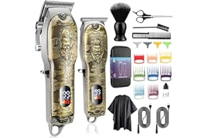Karrte® Professional Hair Clippers for Men Hair Trimmer Barber Clippers Set Beard Trimmer Cordless Hair Cutting Grooming Haircut Kit with T-Blade Zero Gapped Rechargeable Adjustable LED Display