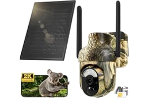 GLEEMALL 4G LTE Cellular Trail Cameras 2K 360° View Live Streaming Game Camera Built-in SIM Card with Motion Activated Color Night Vision Remote Phone Access Solar Powered Trail Camera IP65 Waterproof