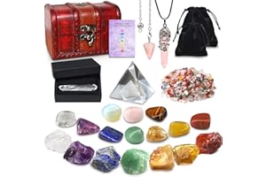 AMill 23PCS Natural Crystals and Healing Stones Set, Christmas Gifts for Women, Chakra Stones, Healing Crystals Set, Spiritual Cleansing and Protection, Unique Birthday Gifts for Women