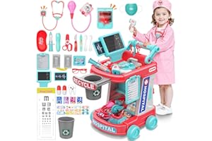 AOWJOY Doctor Kit for Toddlers - Pretend Doctor Play Set for Kids - Role Play Medical Toys with Costume and Stethoscope - Dress Up Doctor Kit for 3 4 5 6 7 8 9 Year Old Boys Girls Christmas Birthday Gift