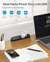 TROND Desk Clamp Power Strip USB C PD 20W- Surge