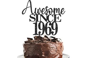 KLIONJOR 55th Awesome since1969 Cake Topper Cheers to 55 Years Birthday Cake Pick 55 Fabulous Cake Decoration for Happy 55th Birthday Anniversary Party Cake Decorations Supplies (1969, black)