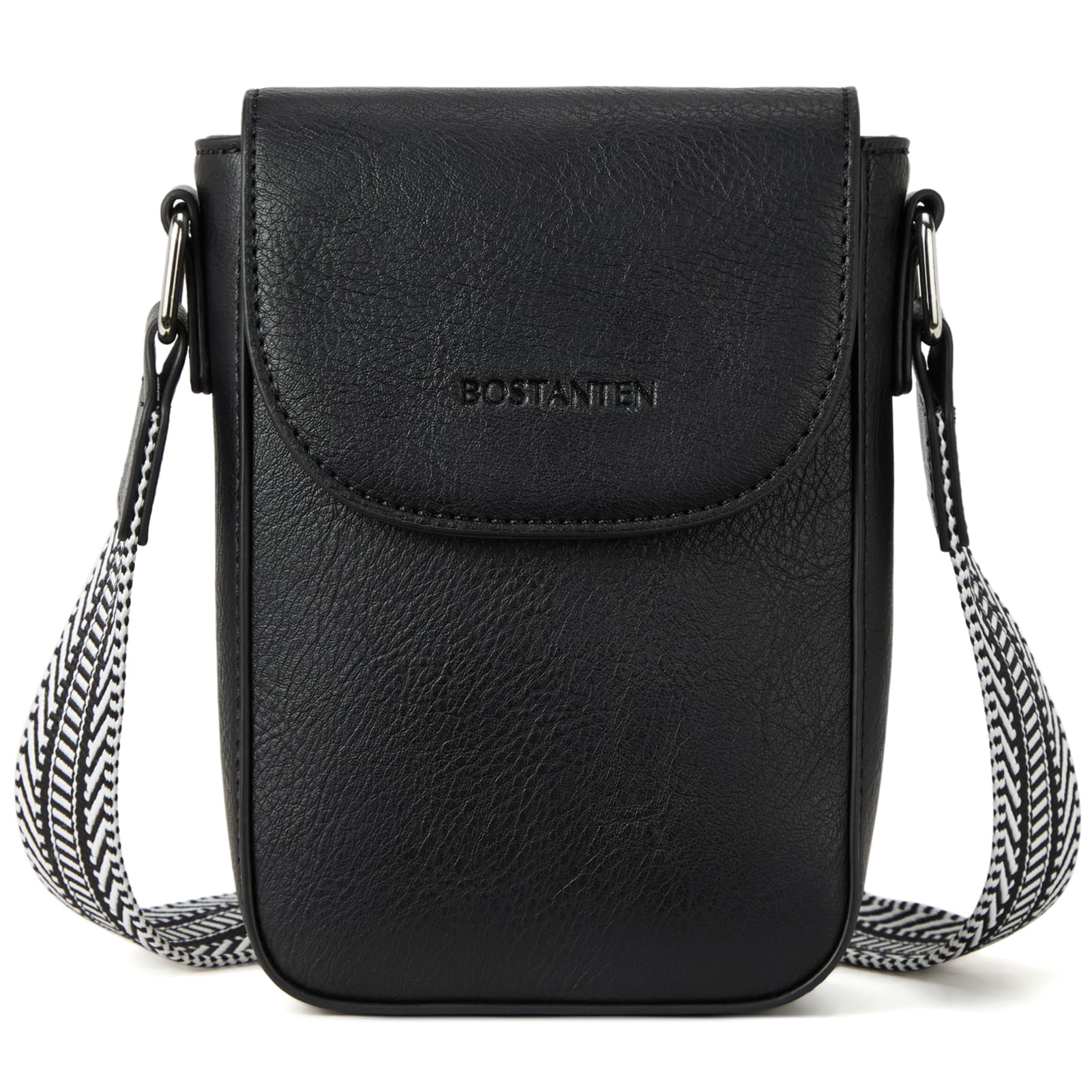 BOSTANTEN Women's Mobile Phone Shoulder Bag, Leather Mobile Phone Case with Purse for Hanging, Handbag Women's Shoulder Bag, A-06-Black, Mittelgroß, crossbody
