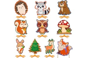 PAJEAN 10 Pieces Kids Woodland Animal Lacing Cards Thick Cardboard Woodland Sewing Cards Double Sided Lacing Playing Games for Children Toddler Developing Imagination Education Supplies