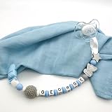 Fluffy Clouds Personalized Pacifier Clip Holder Silicone Wood Elephant Baby view 2