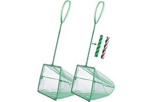 Filhome 2 Pcs Aquarium Fish Net, 6 inches Fine Mesh Quick Catch Fish Net for Fish Tank Betta Fishing Net