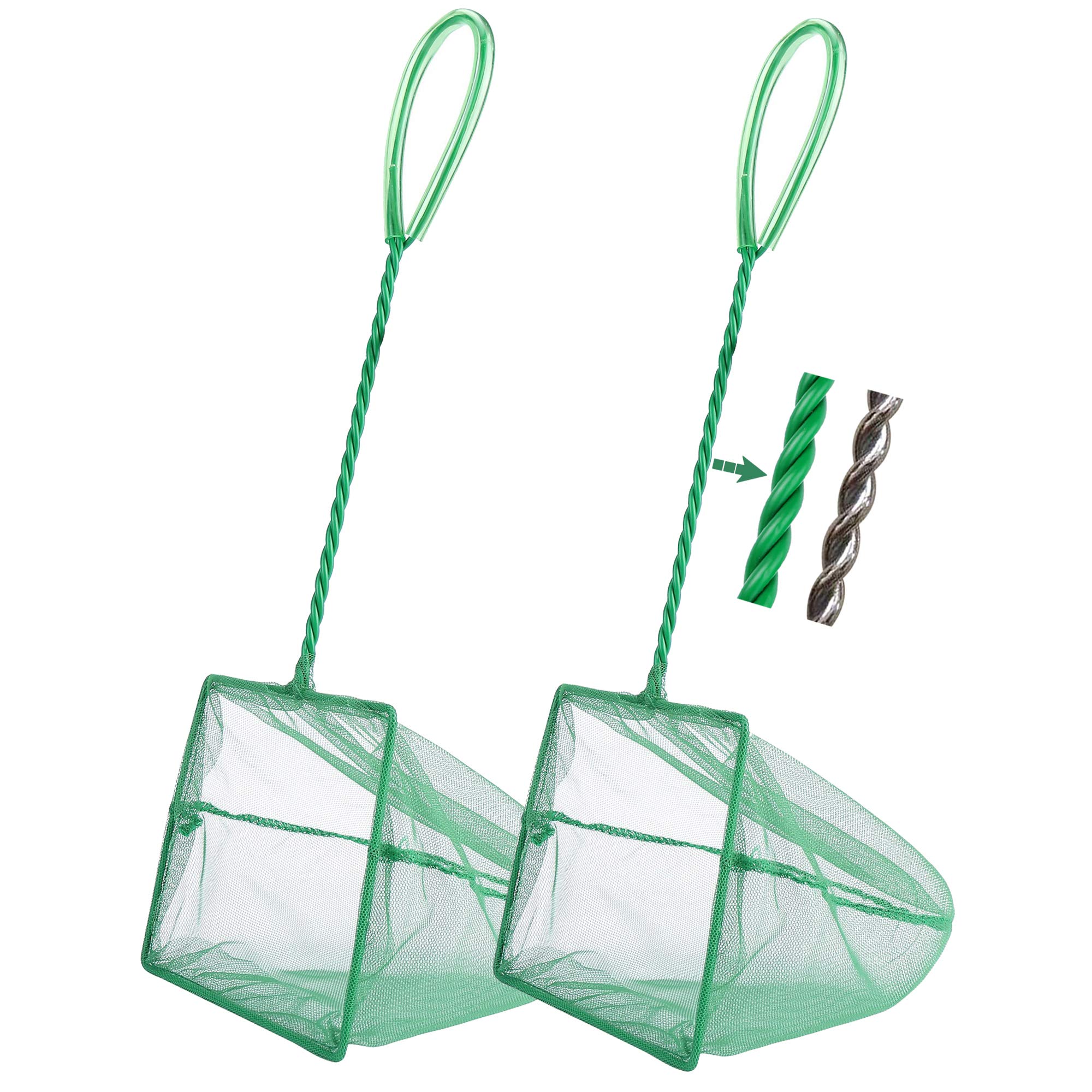 Filhome 2 Pcs Aquarium Fish Net, Fine Mesh Quick Catch Fish Net for Fish Tank (12.6cm) (6 inch)