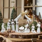 NEROSUN Christmas Nativity Scene Set, 12 Piece Resin Miniature Holy Family Figurines, Mini Decorative Religious Christmas Figurines, Jesus Nativity Scene Collection for Tabletop Chapel Decor