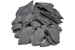 Unocho Natural Slate Stone Reptile Basking Platform Rocks 20LB Tortoise Habitat Flat Rocks for Fish Amphibian Garden Landscaping and Model Railroad (2-8 inches)