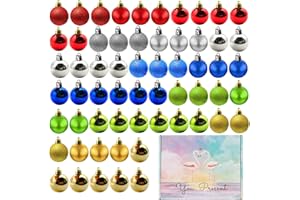 LEELOON 60 Pack Christmas Balls Ornaments,Colorful with Red/Green/Blue/Silver/Gold Shatterproof Shiny and Polshed Glossy Christmas Tree Ball for Xmas Tree,Holiday and Wedding Party Decorations,1.57"(40mm)