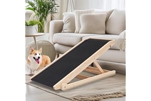 ABORON Antislip Dog Ramp, Adjustable Folding Pet Ramp for Small & Large Old Dogs & Cats, High Traction Portable Rubber Paw Ramps, Supports up to 200 lbs, Used for Bed Couch SUV, 39.3'' Long