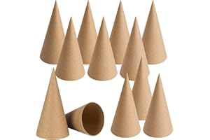 TFTAFAN 6 PCS Thick Paper Mache Cones, Christmas Thick Cardboard Craft Cones, Open Bottom Cone for Halloween Christmas Valentine's Day DIY Gnomes Ornament Cone Tree Decorations (6 inches)