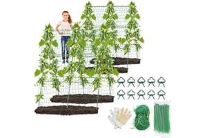 MYMULIKE 2 Packs Cucumber Trellis for Climbing Plants Outdoor, 48 X 48In Foldable A-Frame Trellis Tall Cucumber Trellis for Raised Bed Garden Trellis for Vegetables with Climbing Net for Bean,Grape Zucchini