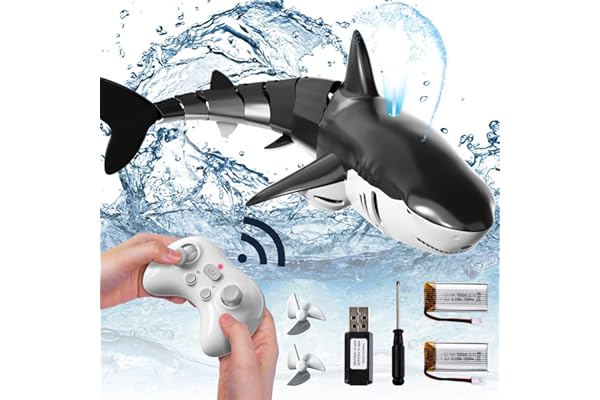 Bennol 2.4Ghz Remote Control Shark Toys for Boys Kids, 1:18 Scale High Simulation Shark for Pool, Electric RC Sharks Fish Toy