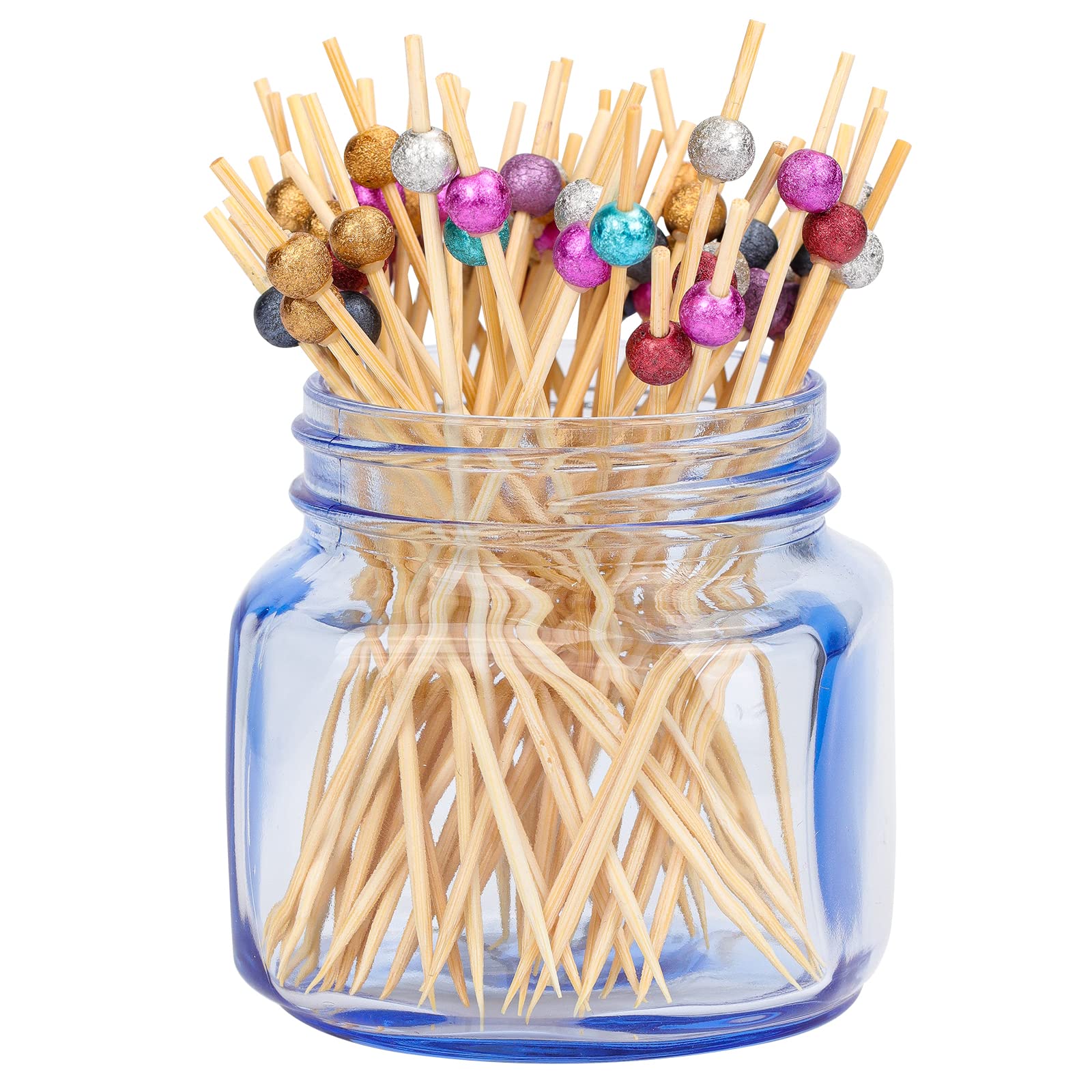 Cocktail Sticks Wooden Fruit Stick Natural Bamboo Swizzle Picks Appetizer Toothpicks for Sandwiches Snacks Drink Desserts Cake Pastry 100PCS