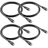 BlueRigger 8K HDMI Cable (6FT - 4 Pack, 8K 60Hz HDR, 4K 120Hz, High Speed 48Gbps with Ethernet, eARC, 3D, HDCP 2.3) - Compati