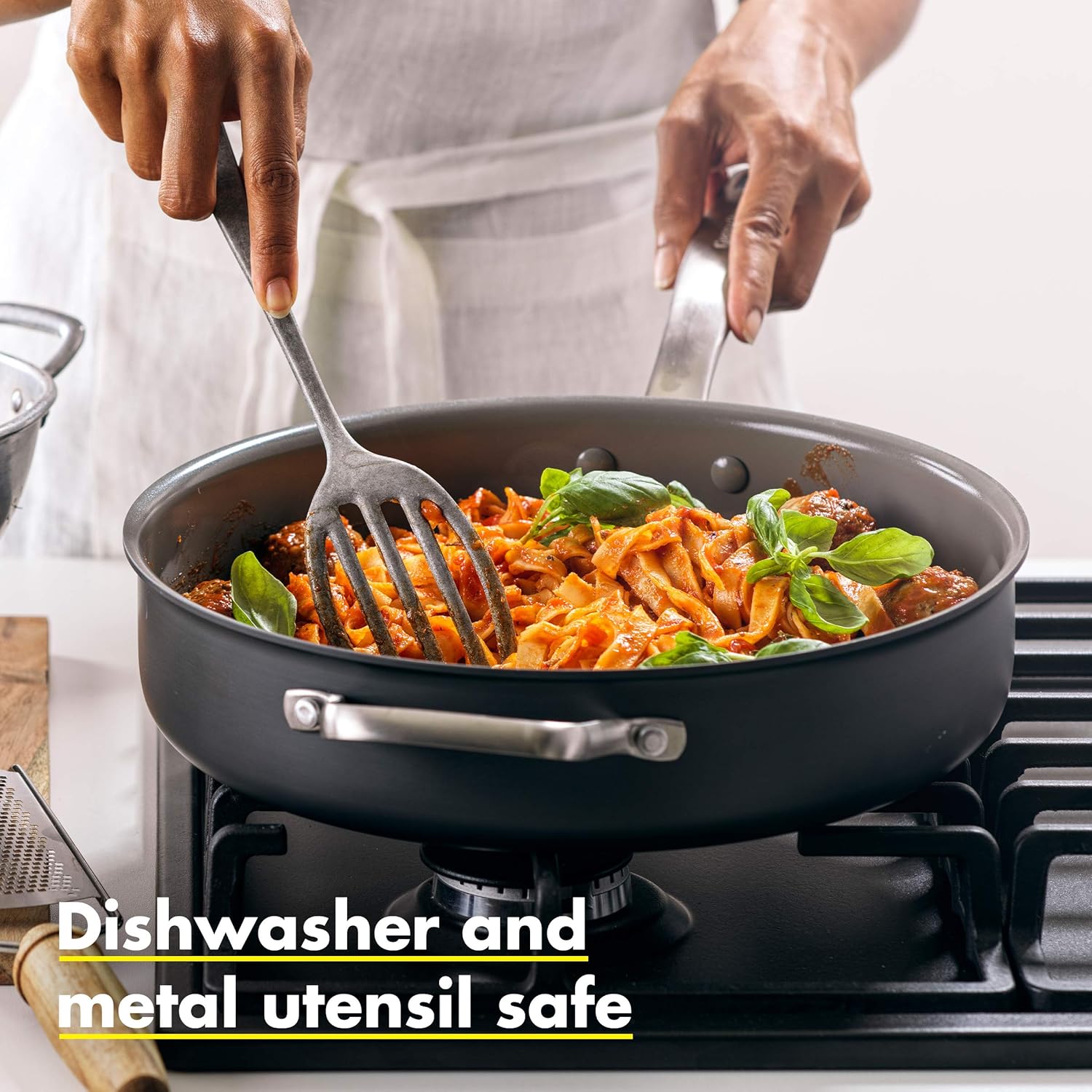 GreenPan Chatham Healthy Ceramic Nonstick, 5 Quart Sauce Pan, Gray: Kitchen & Dining