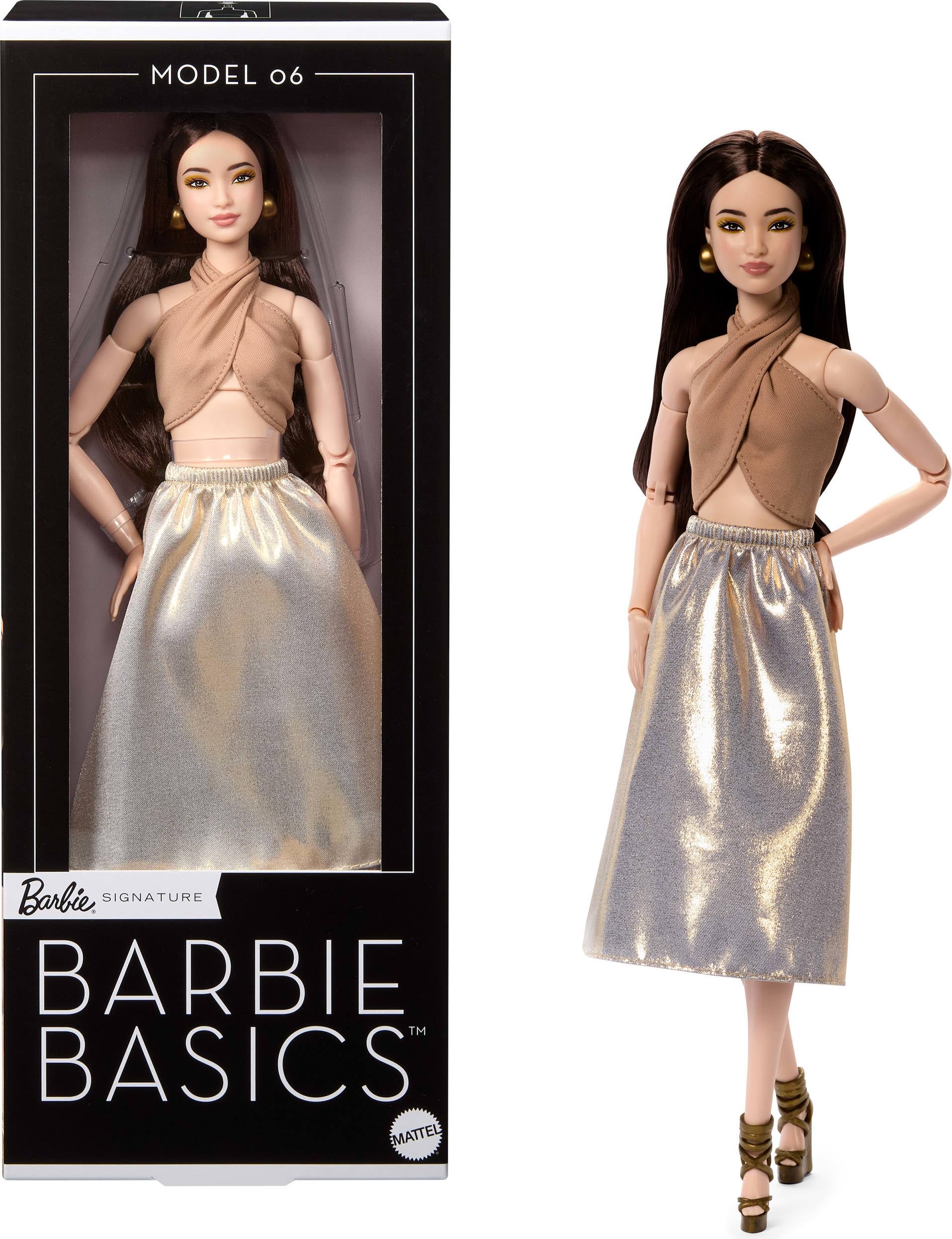 Barbie Basics Model Collector Fashion Doll 07 with Blonde Hair & White Print Pants, Universal-fit Fashions & Posable Body